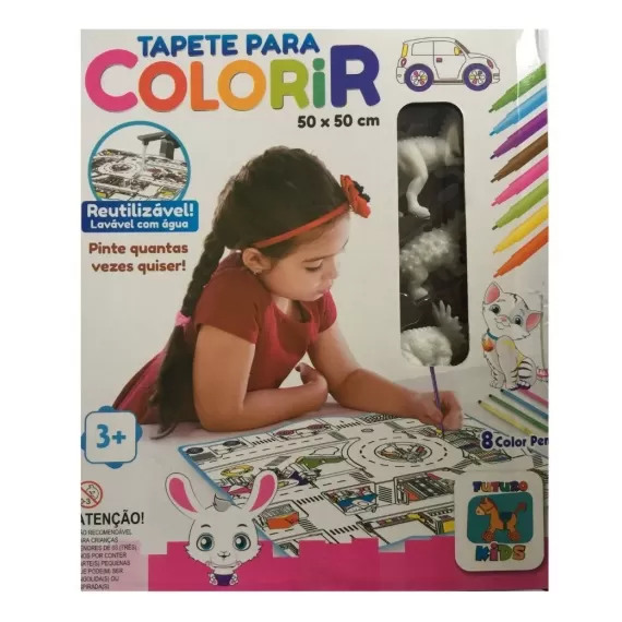 Tapete para colorir 50X50 REUTILIZÁVEL 8 CANETAS